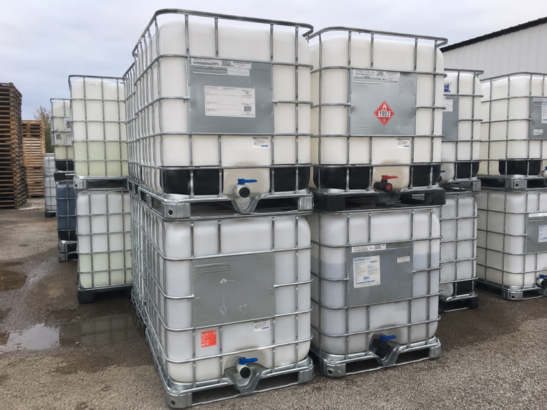 Reconditioned totes, washed and staged for pickup